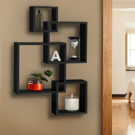 shelf mounted floating intersecting geometric display furniture organizer square cubby choice decor walmart storage button