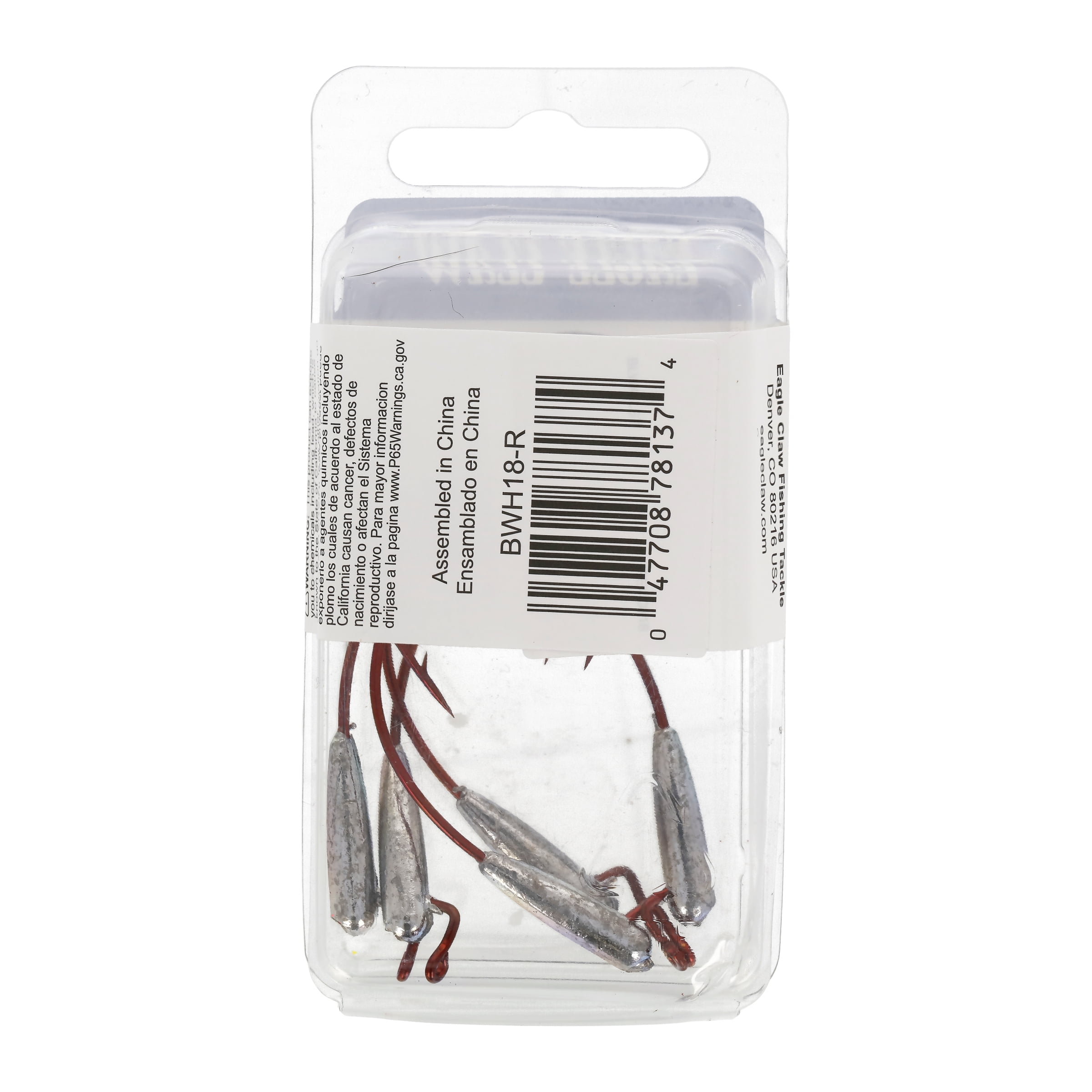 Eagle Claw Weighted Fishing Hook, Unpainted, 1/8 oz.