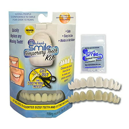 Instant Smile Temporary Tooth Kit DELUXE 3 SHADES of Temporary Teeth (Best Temporary Fake Teeth)
