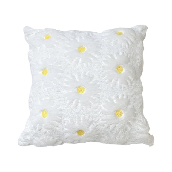 LSLXA Spring Summer Decorative Pillow Covers 18X18Inch Farmhouse Pillow Covers Floral Daisy Soft Faux Fur Pillow Cover 3D Pillow Cases For Bedroom Living Couch Sofa