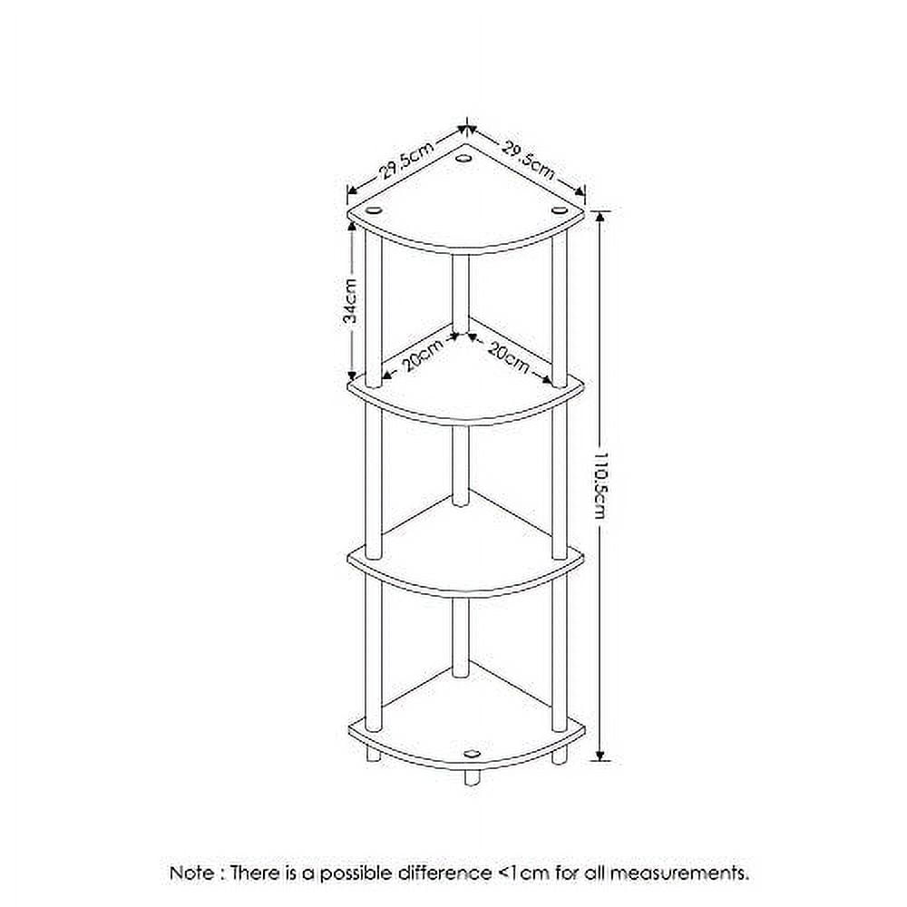 Furinno Turn-N-Tube 4-Tier Corner Display Rack Multipurpose Shelving Unit, French Oak Grey/Black