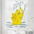 thumbnail image 1 of Animal Tapestry, Cartoon Spraying Water to Air Sea Waves Cheerful Funny Art, Fabric Wall Hanging Decor for Bedroom Living Room Dorm, 5 Sizes, Pale Blue Yellow, by Ambesonne, 1 of 1