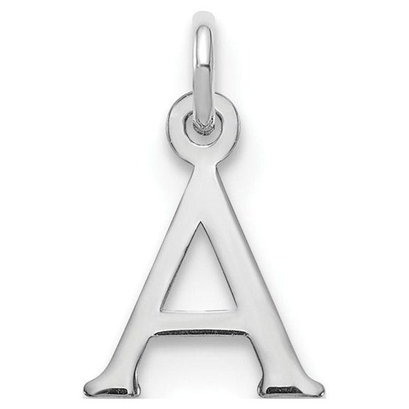 Auriga Fine Jewelry 14K White Gold Cut-out Letter A Initial Pendant for Women (L- 9.67 mm, W- 6.73 mm)