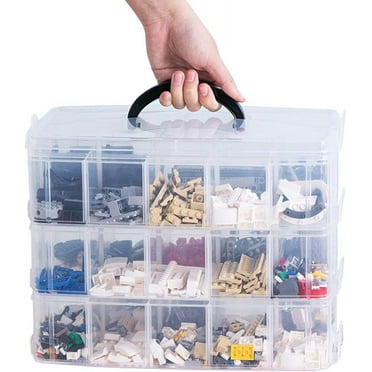 3-Tier Stackable Storage Container Box with dividers-30 compartments, Bead Organizers,Clear Plastic Craft Box for Art Craft Storage, Kids Toy Fuse Beads Jewelry,Large
