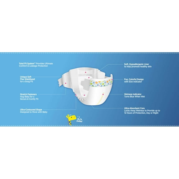 ATTENDS Baby Diaper Comfees Tab Closure Size 5 Disposable #CMF-5-BG