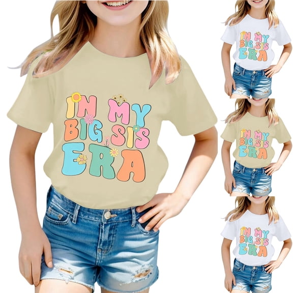 ibiyuan Big Sister Shirt for Girls Toddler Kids Promoted To Big Sister Girls Tshirts Baby Announcement Short Sleeve Shirts Girl Shirts Trendy Sibling Outfits Basic Tee Girl Tops Size 10-12