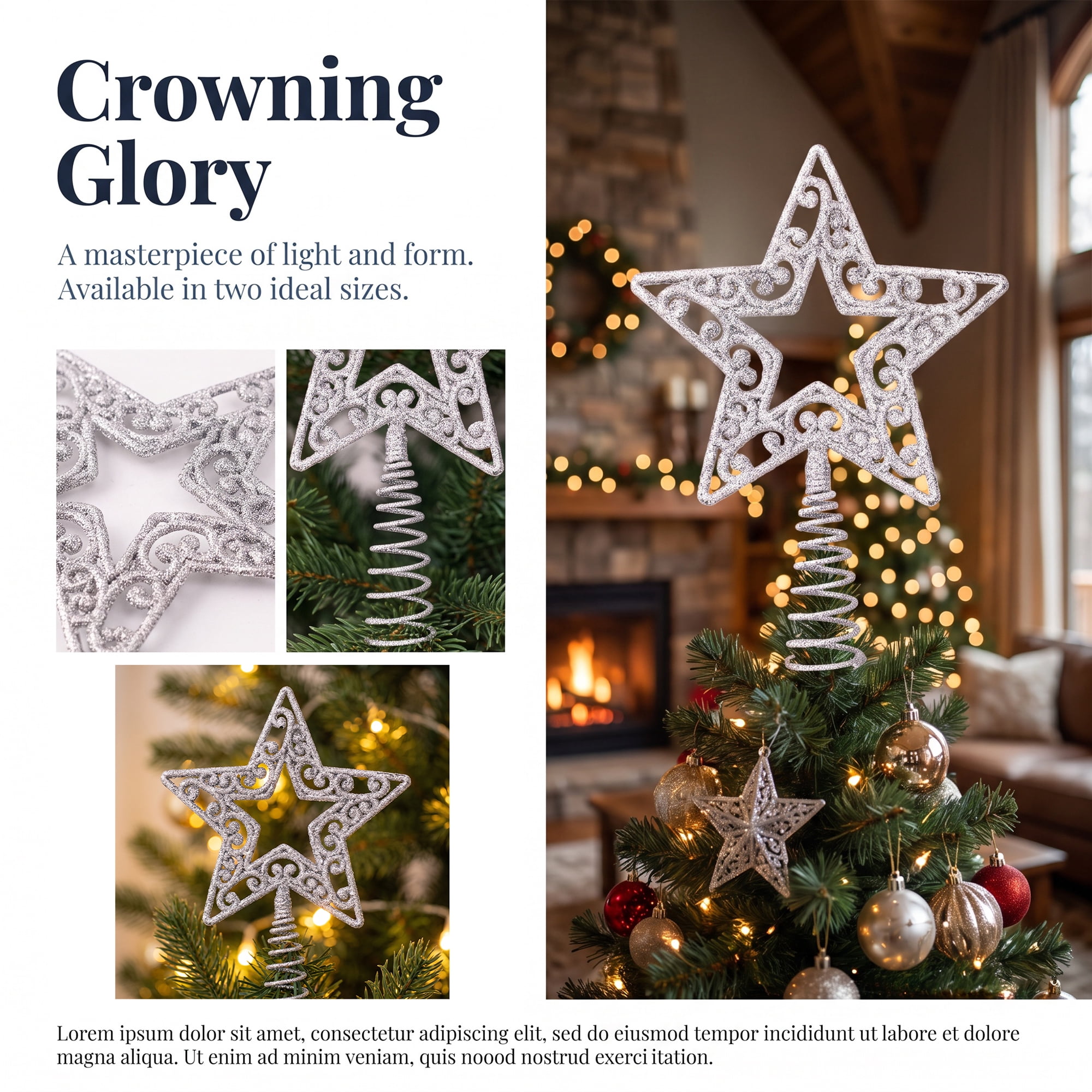 Unique Bargains Openwork Glittering Star Radiant Spring Mount Accent Silver Star 7.9"