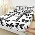 thumbnail image 3 of Feelyou Modern Monogrammed H Queen Sheet Sets, Kawaii Princess Black Bow Flat Sheet, Fashion Initial Letter Queen Fitted Sheet, Super Cozy Room Decor, 4 Pieces, 3 of 7