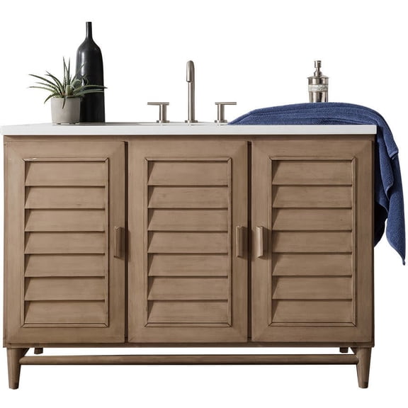 James Martin Vanities 620-V48-WW-FEJP Portland 48" Free Standing Single Basin Birch Wood