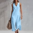 thumbnail image 2 of Lovzfmll Women's Maxi Dress, V-Neck Sleeveless with Pocket, Casual Shift Dress Light Blue, S, 2 of 8
