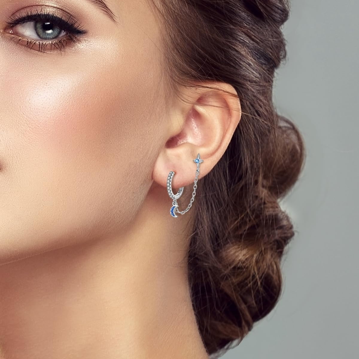 925 Genuine Sterling Silver Post Stud Earring Dangle CZ Flat Back Earrings for Women Cubic Zirconia Cartilage Gentle On Skin Cute Compact Helix Piercing Earrings Jewelry[g398]