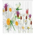 thumbnail image 3 of Ambesonne Dragonfly Shower Curtain, Daisy Field Spring, 69"Wx70"L, Fern Green White, 3 of 3