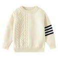thumbnail image 2 of GBSYEWXS Little Boys Sweaters Size 3-4 Years Striped Print Long Sleeve Trendy Crew Neck Sweater Beige, 2 of 4
