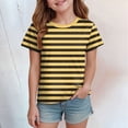 thumbnail image 2 of NIEWTR T-Shirts Classiques à Rayures à Manches Courtes pour Filles T-Shirts d'Été pour Enfants Col Ras du Cou Tendance T-Shirts pour Enfants 5-14 Ans (Jaune, 2-3 Ans), 2 of 4