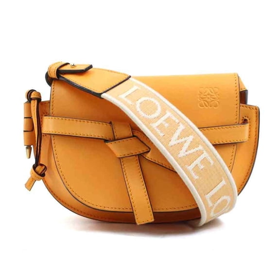 Pre-Owned LOEWE Gate Dual Mini Shoulder Bag in Orange Leather, Women's, 90205g