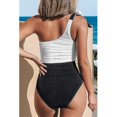 thumbnail image 4 of Women's One Piece Swimsuit Color Block One Shoulder Bowknot Bathing Suit, 4 of 5