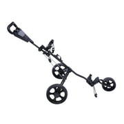 ToppiJoy 3 Wheel Push Pull Golf Cart with Foot Brake, Golf Trolley with Adjustable Straps, One Second to Open & Close, Cup Holder Included (Black)