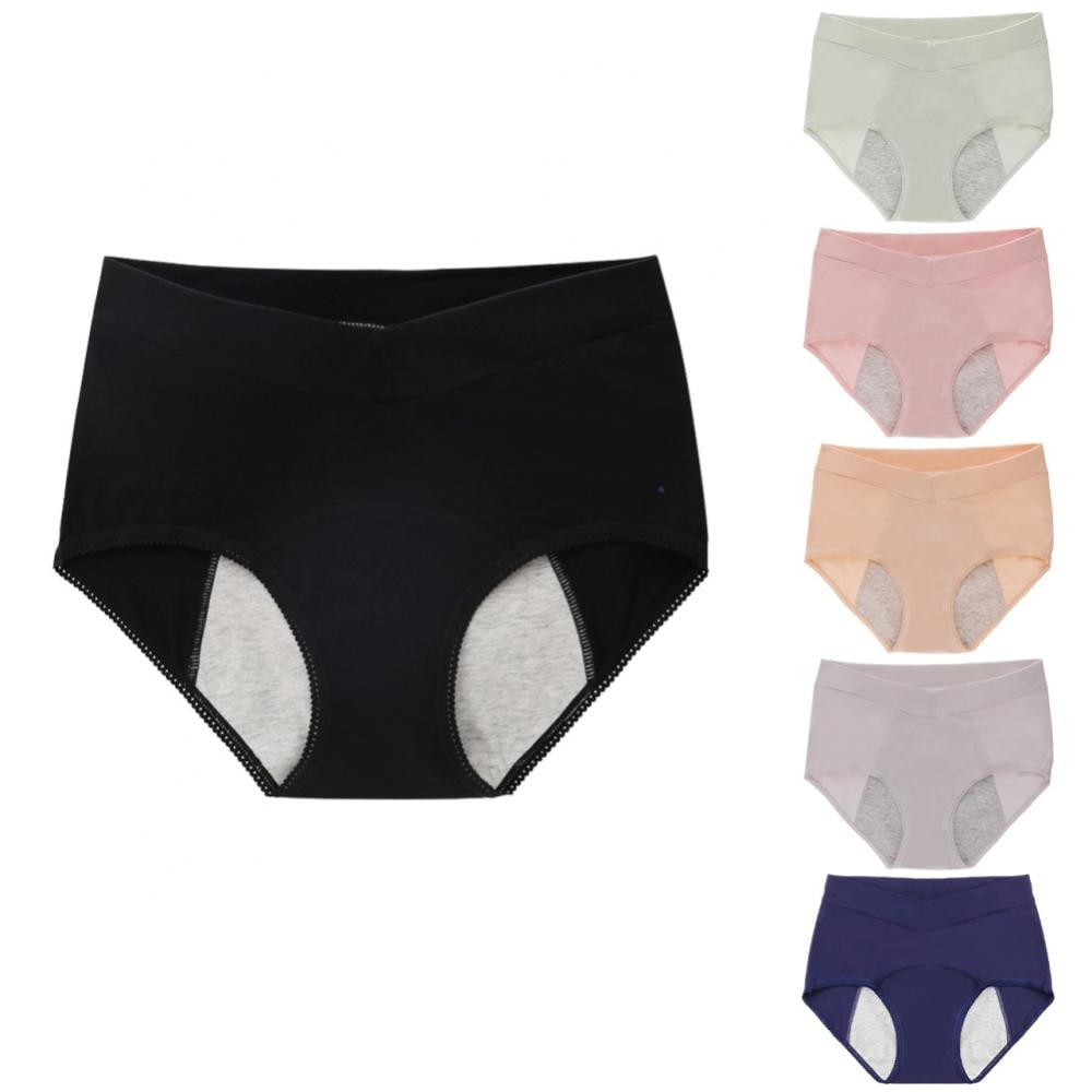 6 Pack Menstrual Period Underwear for Women High Waist Cotton Postpartum Ladies Panties Briefs