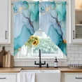 thumbnail image 4 of Turquoise Marble Kitchen Window Curtains, Swag Curtains Valance for Bedroom Living Room Bathroom, Abstract Green Modern Luxury Cracks Rod Pocket Window Treatment Curtain Block Drapes 2 Panels 28"x36", 4 of 9