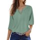 thumbnail image 1 of Camisa de mujer de color liso con cuello en V y manga tres cuartos - Material de poliéster - S-XXL, 1 of 5