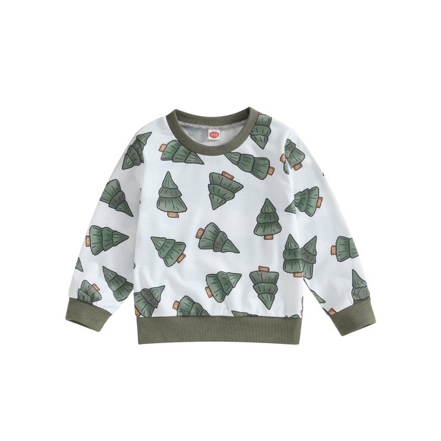 Suéter navideño Tsseiatte para niño y niña, con estampado de árbol de Navidad de dibujos animados, sudadera de manga larga con cuello redondo, camisetas holgadas y cálidas