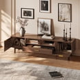 thumbnail image 5 of Harper & Bright Designs TV Stand with Soft-Closing Door for 75 inch TV, Wood TV Storage Cabinet Table with Drawers and Solid Wood Legs for Living Room, Dark Brown, 5 of 19