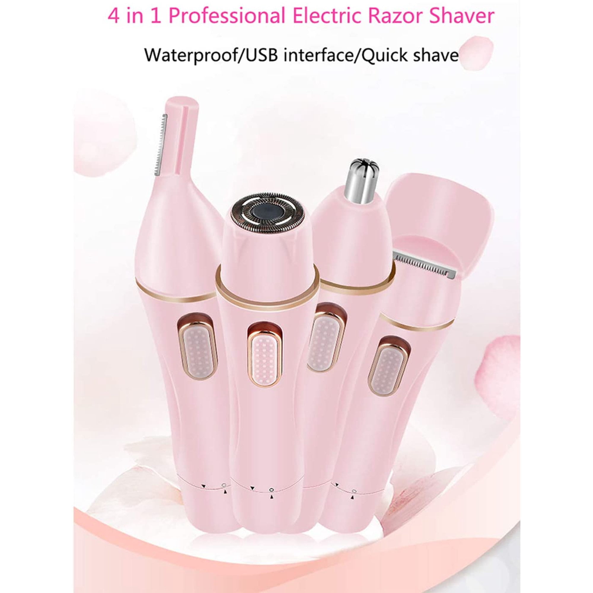 OUSITAID 4 In 1 USB Rechargeable Electric Ear Nose Hair Trimmer Beard Eyebrows Removal Shaver