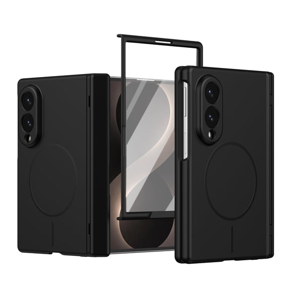 FLURIKA for Samsung Galaxy Z Fold 8 Case with Hinge Protection, [Compatible with MagSafe] Built-in Screen Protector Magnetic Scratch Resistant Hard Back Case, Black
