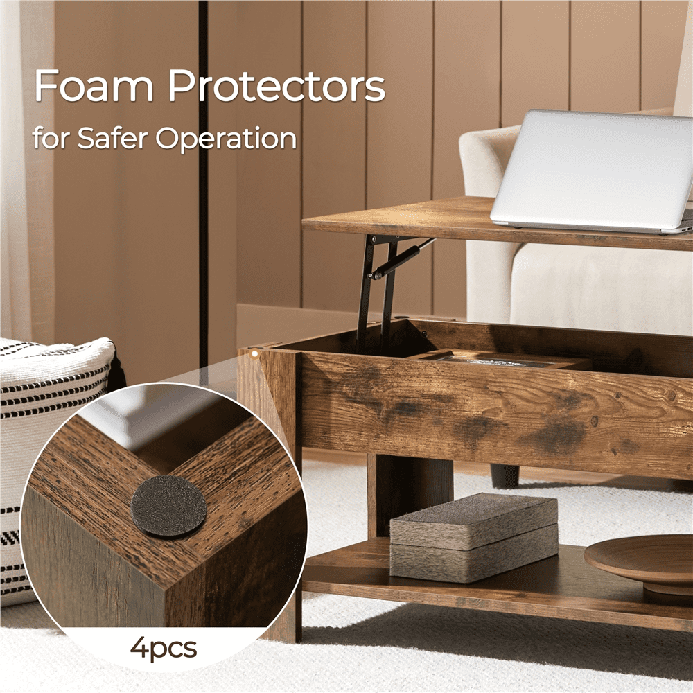 Yaheetech 47.5in Wooden Lift Top Coffee Table with Hidden Compartment for Living Room, Rustic Brown