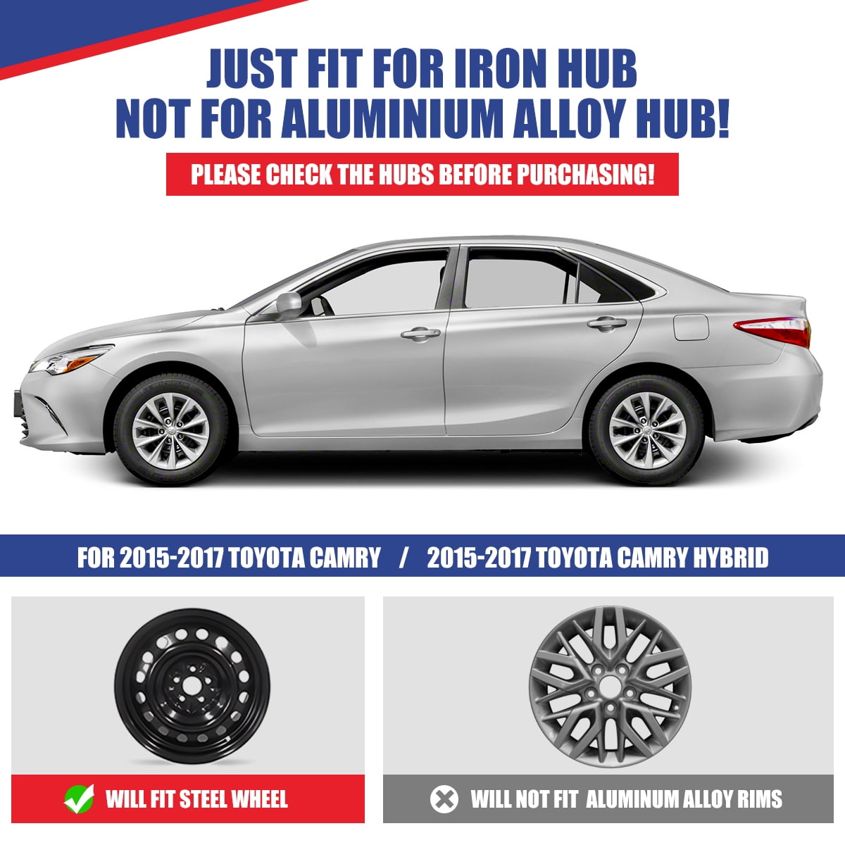 (Set of 1) 16 inch Hubcaps Wheel Rims Cover for 2015-2017 Toyota Camry / 2015-2017 Toyota Camry Hybrid