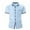 Light Blue, variant on LADIGASU Man Fashion Leisure Button Pocket Flip Collar Lattice Short Sleeve Shirt