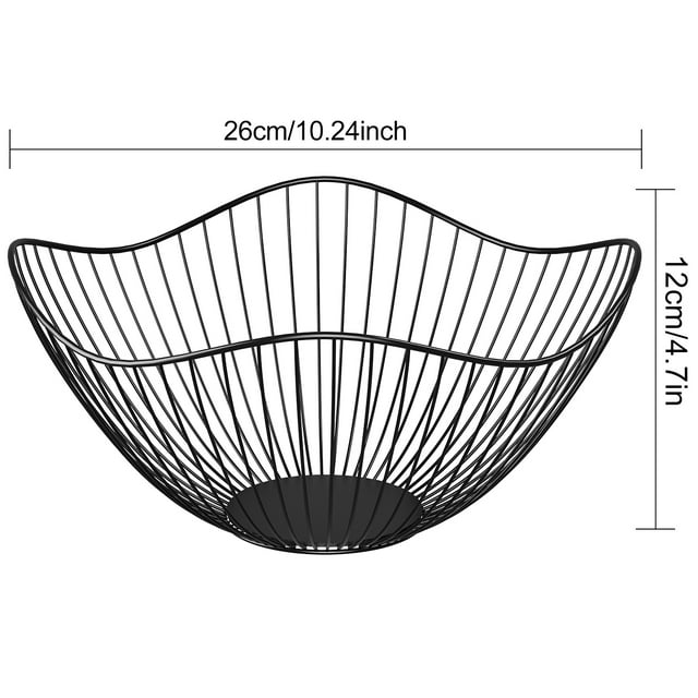 Iron Fruit Basket European Fruit Plate,High Style Curved Edge Modern Creative Stylish Single Tier Dish
