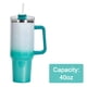 thumbnail image 2 of Vaso de 40 oz con asa y tapa con pajita, taza de viaje de acero inoxidable reutilizable y aislada que mantiene las bebidas frías, botella para agua, té helado o café, 2 of 5