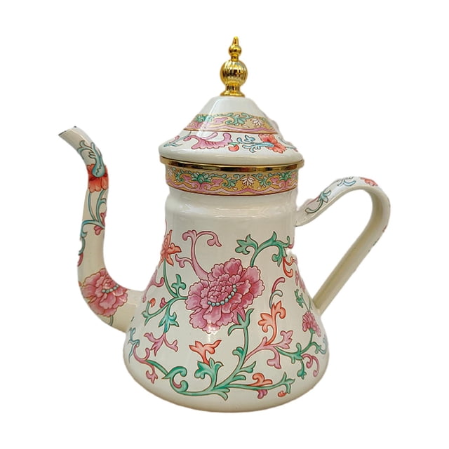 Jarra de bebidas de té de esmalte 1.2 l con tapa resistente, con tetera de hervidor de agua para el restaurante de la oficina en el hogar de la cocina Estilo B