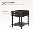 thumbnail image 3 of 26" Modern End Table Solid Wood Set of 2 with Drawer Tray USB for Living Room Charcoal, 3 of 8