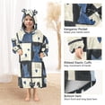thumbnail image 3 of FORMRS Wearable Blanket Hoodie with Sleeves for Kids Cozy Flannel Sweatshirt, Black and Blue Cat, 3 of 7