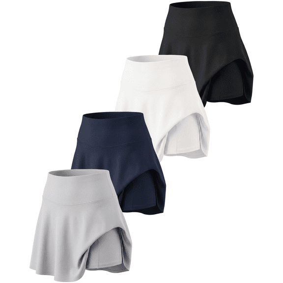 4 Pack Women's Skater Skort Pleated Cute Tennis Golf Athletic Skirt Pockets