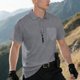 thumbnail image 4 of Mens Casual de Manga Corta Botón Abajo Camisas de Malla Elástica de Bolsillo Cuello de Vuelta de Verano, Camisas de Manga Corta para Hombre con Bolsillo, 4 of 9