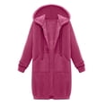 thumbnail image 3 of Women's Long Hoodie Autumn Fashion Zipper Fleece Coat Comfortable Oversized Waist Sweatshirt, 3 of 9
