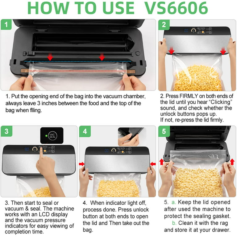 Food Vacuum Sealer Machine with 2 Rolls Food Vacuum Sealer Bags