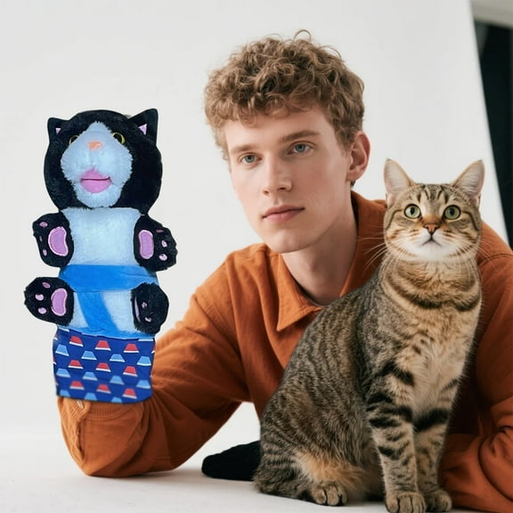 Karate Kitty Christmas Decoration – Cat Wrestling Glove, Karate Kitty Puppet Interactive Cat Toy(Blue)