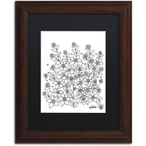Trademark Fine Art "Simple Flower Doodle 2" Canvas Art by KCDoodleArt Black Matte, Wood Frame
