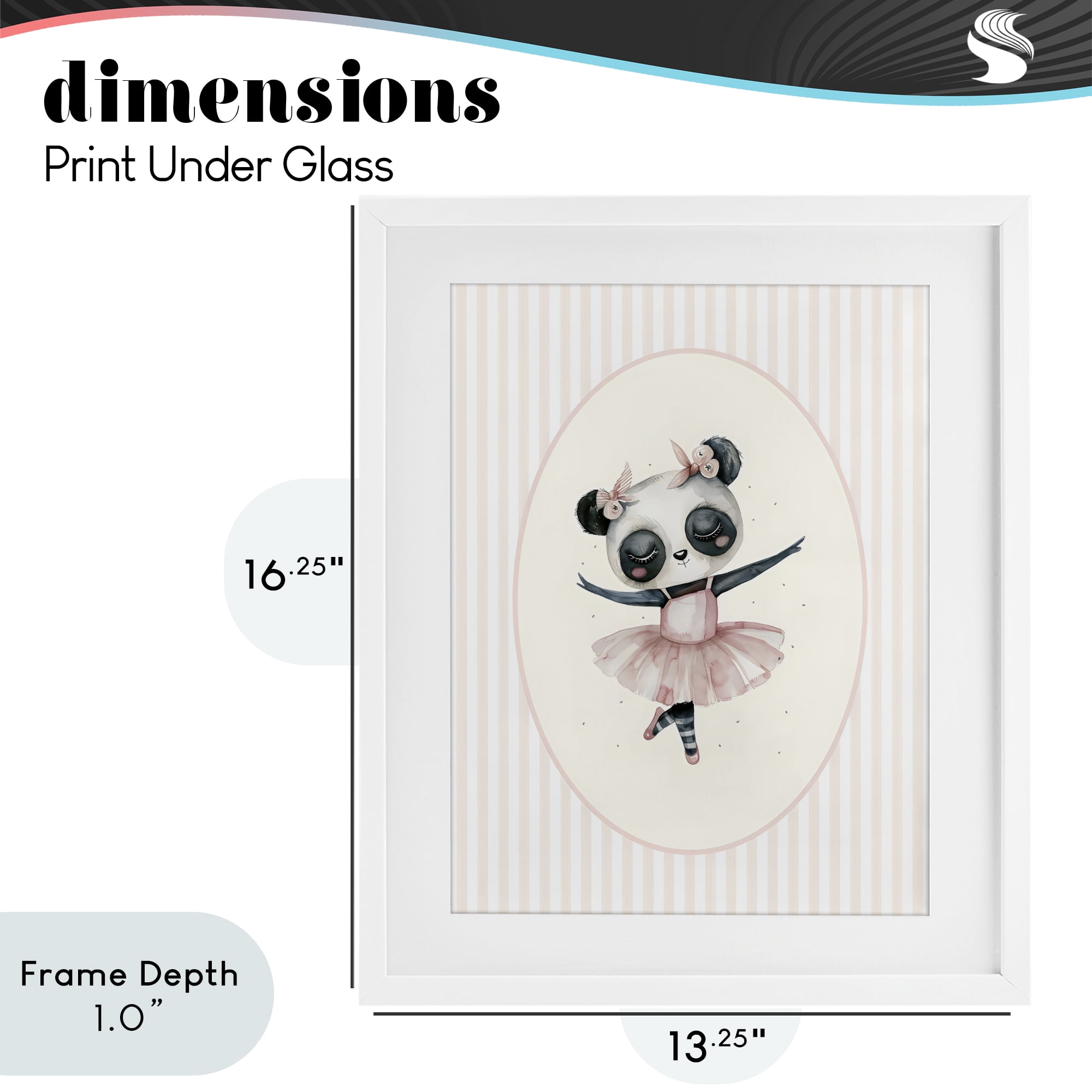 Stupell Industries Nursery Ballerina Panda Striped White Framed Print Under Glass, design by LSR Design Studio