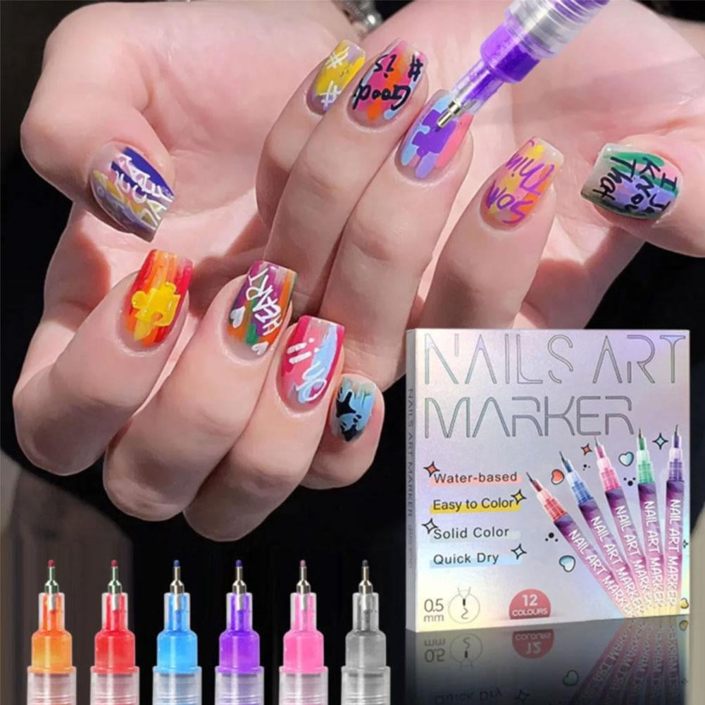 12 Colors 3D Nail Polish Pens for Painting, 2025 Upgrade Nail Art Pens Set, DIY Quick Dry Graffiti Dotting Point Liner Pens, Nail Art Markers for Gel Nails, Nails Art Drawing Tool（1pcs）