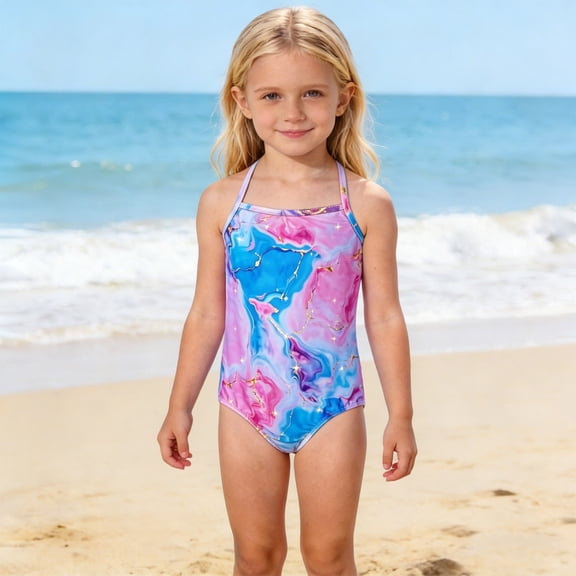 Print Piece Swimsuit For Girls Colorful Floral Summer Swimwear With Comfort Fit And Size 16 Girls Bathing Suits Swimsuit Two Piece Girls Girls Cow Bathing Suit Girls Bathing Suit Bikini 4t Swim Suit