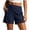 Dark Blue02, variant on Costeam Womens Solid Faux Linen Bermuda Shorts Dual Layer Fold Over Drawstring Waist Side Inset Pockets Loose Mid Thigh Breathable Woven Fabric Casual Cropped Bottoms