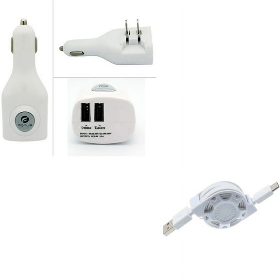 Retractable USB Cable w 2-Port USB Car Home Charger G8Y for OnePlus 5T, 6T, 6, 7 Pro - Razer Phone 2 - RED Hydrogen One - Samsung Galaxy S9 Plus, S8  S8, S10 Plus active S10e 5G Note 9 8 A9