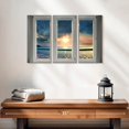 thumbnail image 2 of Elephant Stock Window To Beach Scene Wall Art - Horizontal Multi Panel Canvas - Living Room Wall Decor - Beach Multi Panel - Gray And White Decor - 23" x 14", 2 of 4