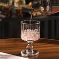 thumbnail image 4 of Vintage Ribbed Goblets, Clear Footed Glass Cup Embossed Drinkware Stemware 6 oz, 4 of 7