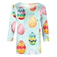 thumbnail image 4 of Savings Easter 3/4 Sleeve Round Neck Shirts Women Casual Cute Print Tee Summer Lightweight Pullover Tops (XL, Light Blue), 4 of 5